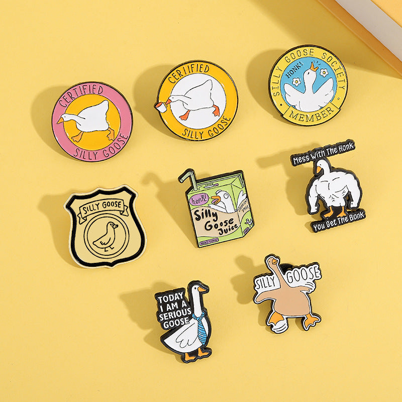 Cartoon Duck Lapel Pin Badge Zinc Alloy Backpack Decoration Accessories Trendy Letter Jewelry