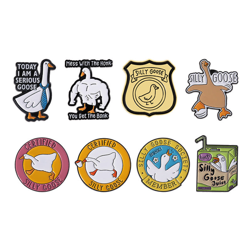 Cartoon Duck Lapel Pin Badge Zinc Alloy Backpack Decoration Accessories Trendy Letter Jewelry