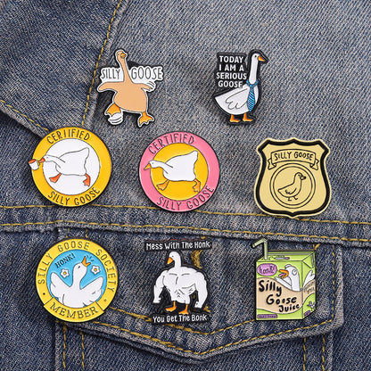 Cartoon Duck Lapel Pin Badge Zinc Alloy Backpack Decoration Accessories Trendy Letter Jewelry