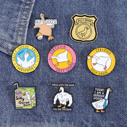 Cartoon Duck Lapel Pin Badge Zinc Alloy Backpack Decoration Accessories Trendy Letter Jewelry