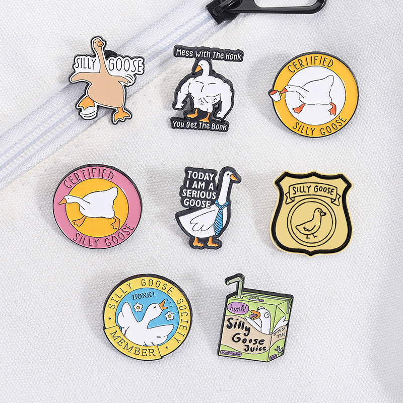 Cartoon Duck Lapel Pin Badge Zinc Alloy Backpack Decoration Accessories Trendy Letter Jewelry