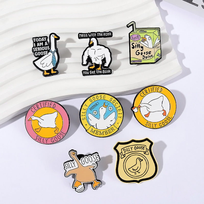 Cartoon Duck Lapel Pin Badge Zinc Alloy Backpack Decoration Accessories Trendy Letter Jewelry