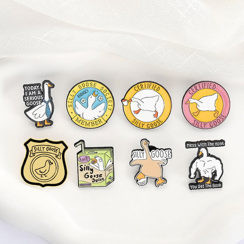 Cartoon Duck Lapel Pin Badge Zinc Alloy Backpack Decoration Accessories Trendy Letter Jewelry