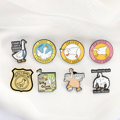 Cartoon Duck Lapel Pin Badge Zinc Alloy Backpack Decoration Accessories Trendy Letter Jewelry