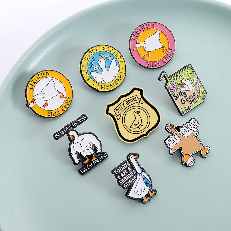 Cartoon Duck Lapel Pin Badge Zinc Alloy Backpack Decoration Accessories Trendy Letter Jewelry