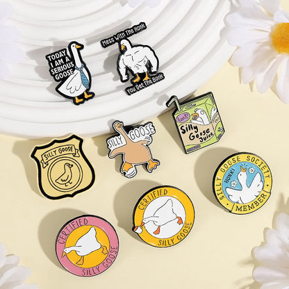 Cartoon Duck Lapel Pin Badge Zinc Alloy Backpack Decoration Accessories Trendy Letter Jewelry