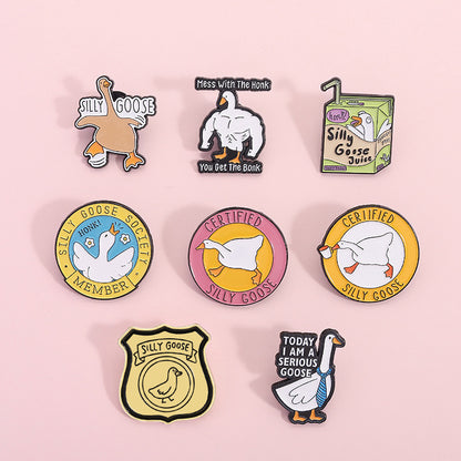 Cartoon Duck Lapel Pin Badge Zinc Alloy Backpack Decoration Accessories Trendy Letter Jewelry