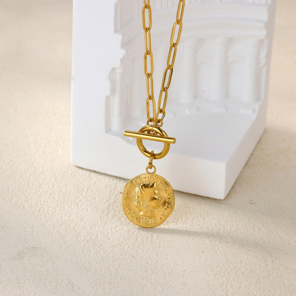 Punk Style Cross Necklace For Men And Women, 18K Real Gold Plated On Durable 304 Stainless Steel