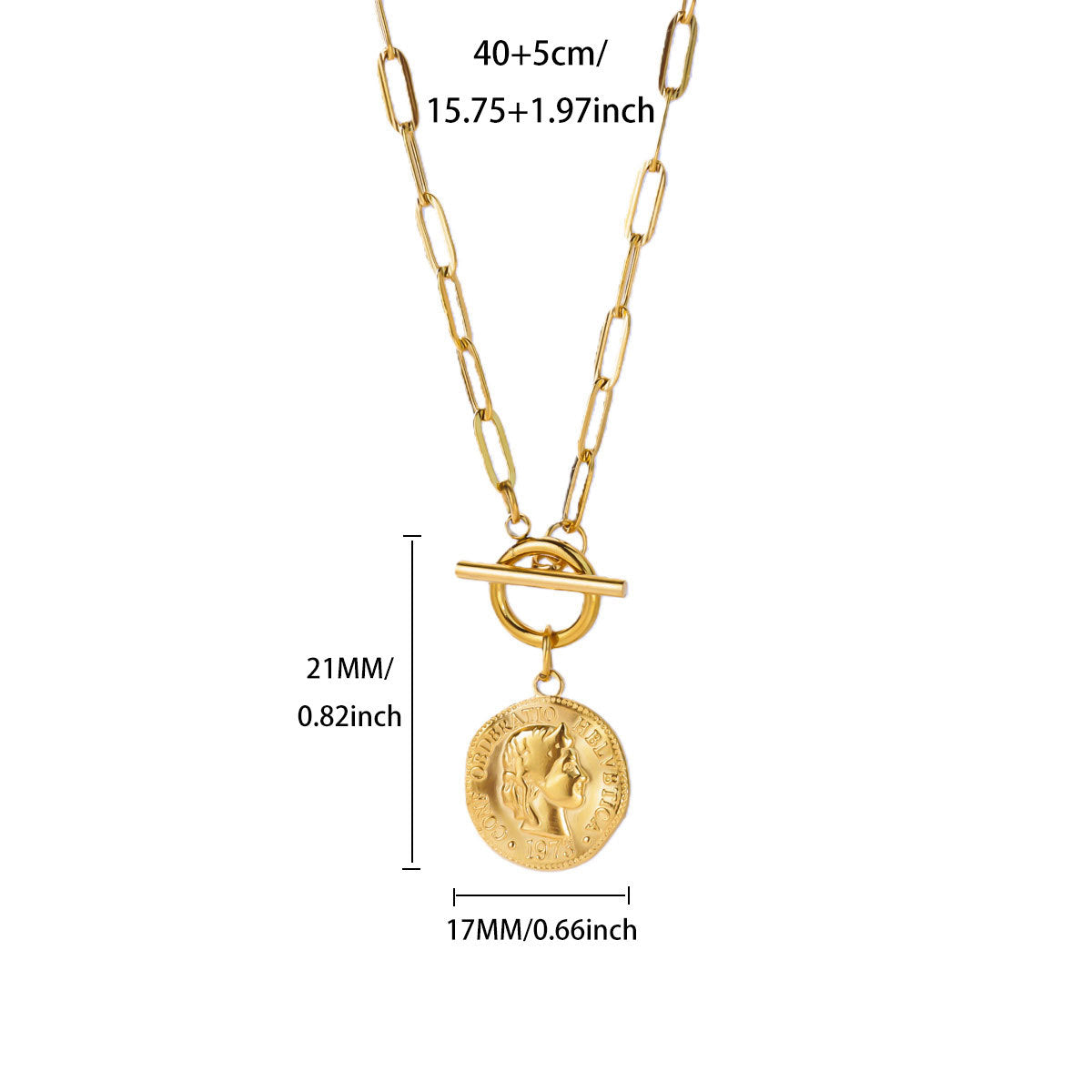 Punk Style Cross Necklace For Men And Women, 18K Real Gold Plated On Durable 304 Stainless Steel