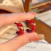 Red-C Hoop Earrings (thickened with Real Gold Plating)