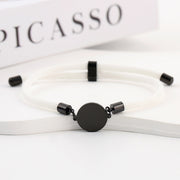 Two-section 15mm Outer Hole Round White Rope Bracelet Black