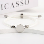 Two-section 15mm Outer Hole Round White Rope Bracelet Silver