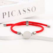 Two-section 15mm Outer Hole Round Red String Bracelet Silver