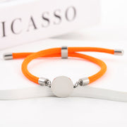 Two-section 15mm Outer Hole Round Orange Rope Bracelet Silver