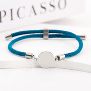 Two-section 15mm Outer Hole Round Blue Rope Bracelet Silver