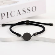 Two-section 15mm Outer Hole Round Black Rope Bracelet Black