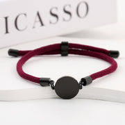 Two-section 15mm Outer Hole Round Burgundy Rope Bracelet Black