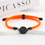 Two-section 15mm Outer Hole Round Orange Rope Bracelet Black