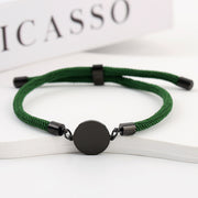 Two-section 15mm Outer Hole Round Green Rope Bracelet Black