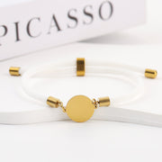 Two-section 15mm Outer Hole Round White Rope Bracelet Gold