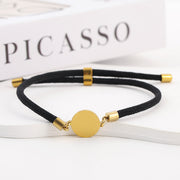 Two-section 15mm Outer Hole Round Black Rope Bracelet Gold