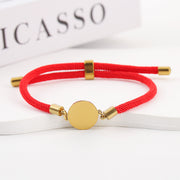 Two-section 15mm Outer Hole Round Red String Bracelet Gold