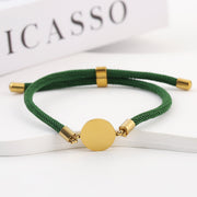 Two-section 15mm Outer Hole Round Green Rope Bracelet Gold