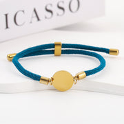 Two-section 15mm Outer Hole Round Blue Rope Bracelet Gold