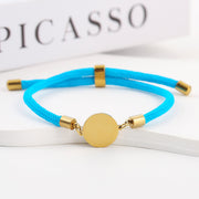 Two-section 15mm Outer Hole Round Light Blue Rope Bracelet Gold
