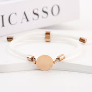 Two-section 15mm Outer Hole Round White Rope Bracelet Rose Gold