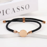 Two-section 15mm Outer Hole Round Black Rope Bracelet Rose Gold