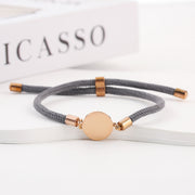 Two-section 15mm Outer Hole Round Gray Rope Bracelet Rose Gold