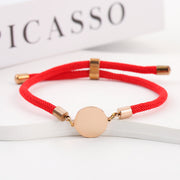 Two-section 15mm Outer Hole Round Red Rope Bracelet Rose Gold