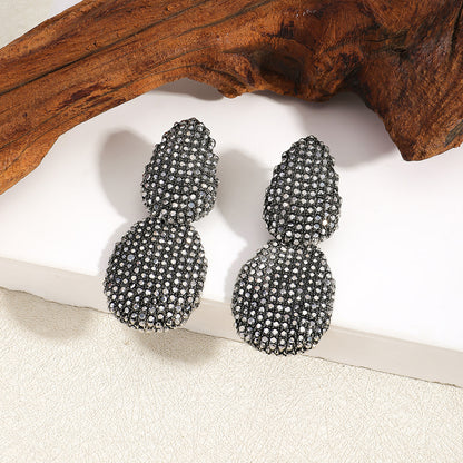 Full Diamond Women's Geometric Sensual Party Diamond Inlaid Earrings Alloy Jewelry
