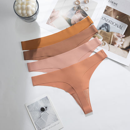 Seamless Solid Color Bikini Panties For Women In Low Waist Design, Made Of Nylon, Suitable For All Seasons