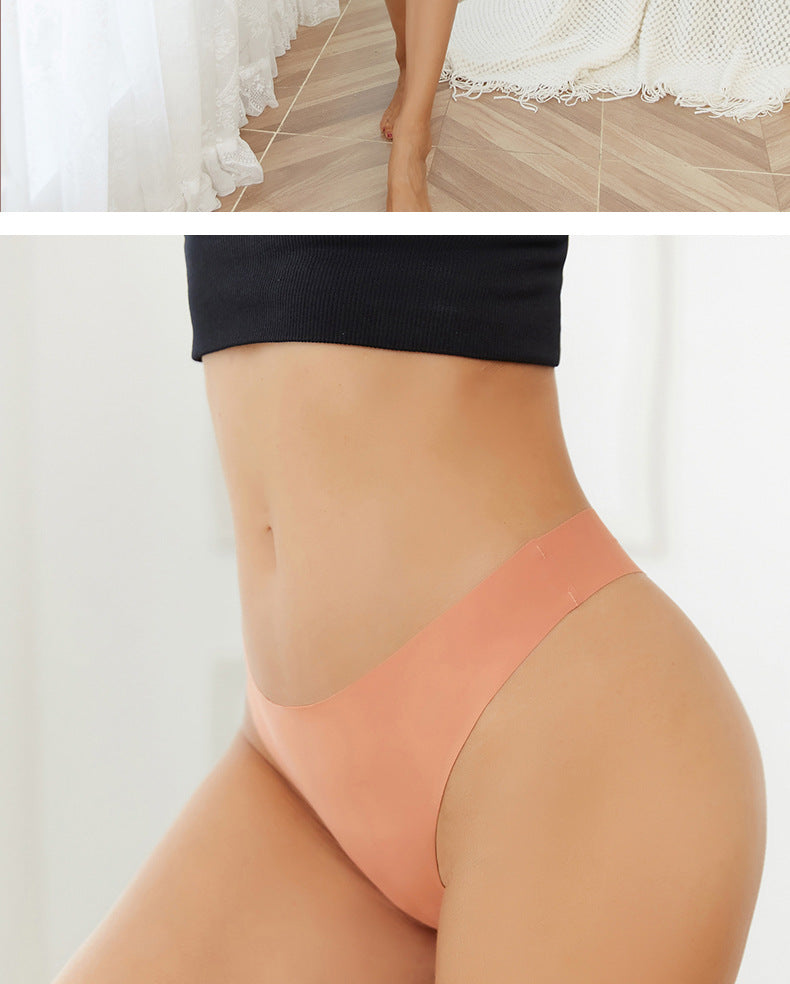 Seamless Solid Color Bikini Panties For Women In Low Waist Design, Made Of Nylon, Suitable For All Seasons