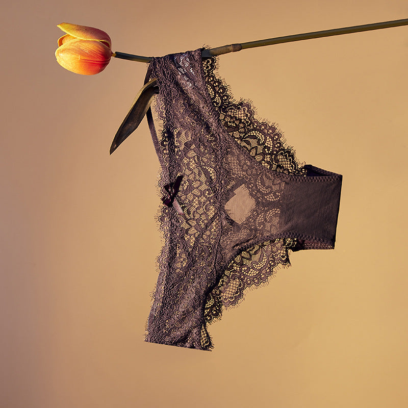 Breathable Flowers Pattern Low Waist Thongs For Women In Nylon Fabric, Suitable For All Seasons