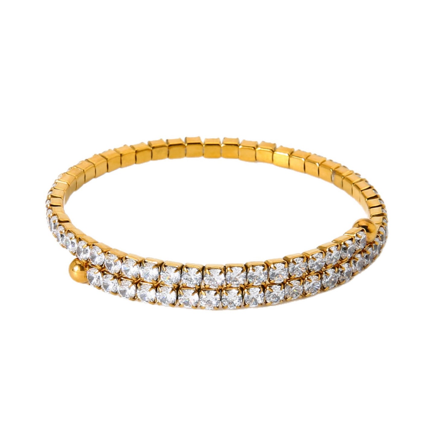 Elegant Women's Bangle For Gem Lovers, 18K Real Gold Plated With Zircon Inlay