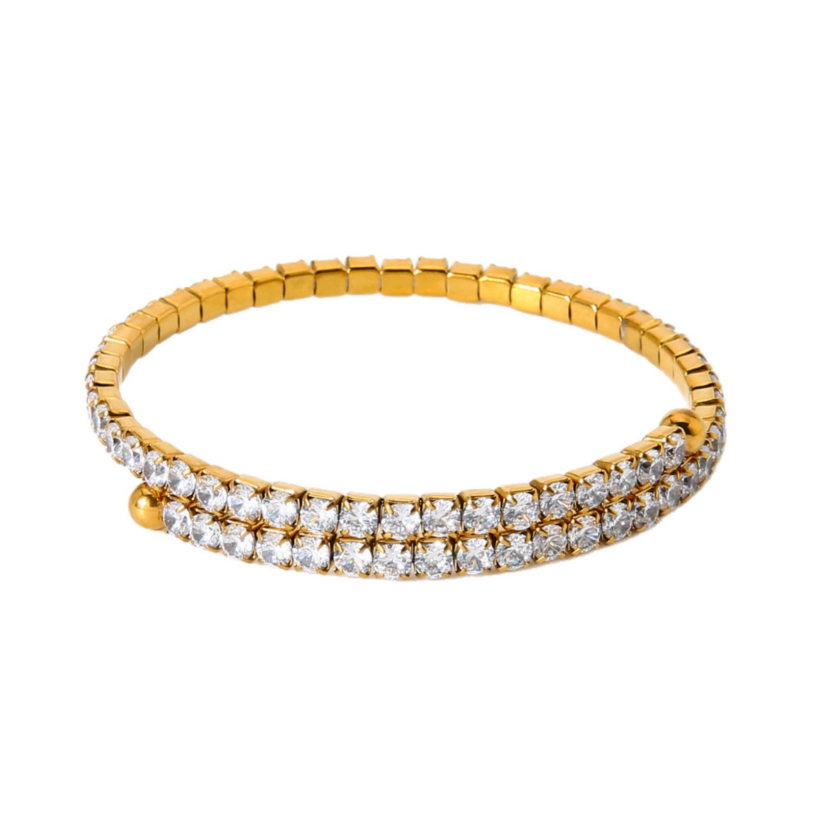 Elegant Women's Bangle For Gem Lovers, 18K Real Gold Plated With Zircon Inlay