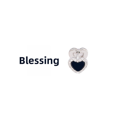 Double-sided Heart-shaped Earrings Ladies Minimalist Black And White Minimalist Jewelry Accessories