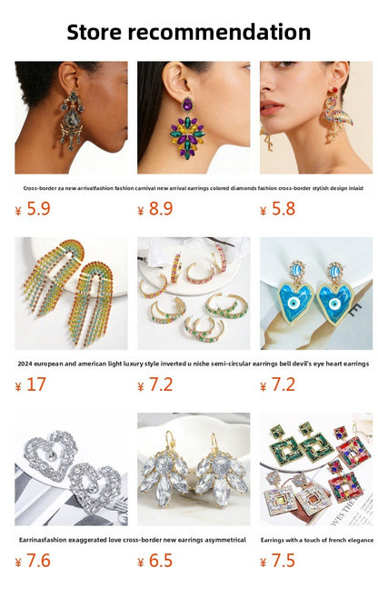 Full Diamond Women's Geometric Sensual Party Diamond Inlaid Earrings Alloy Jewelry