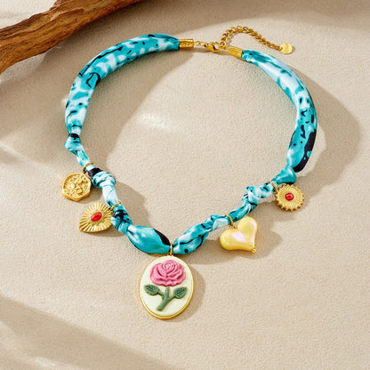 Blue Tie Dye Jewelry Set Featuring Cloth Material For Stylish And Unique Accessories