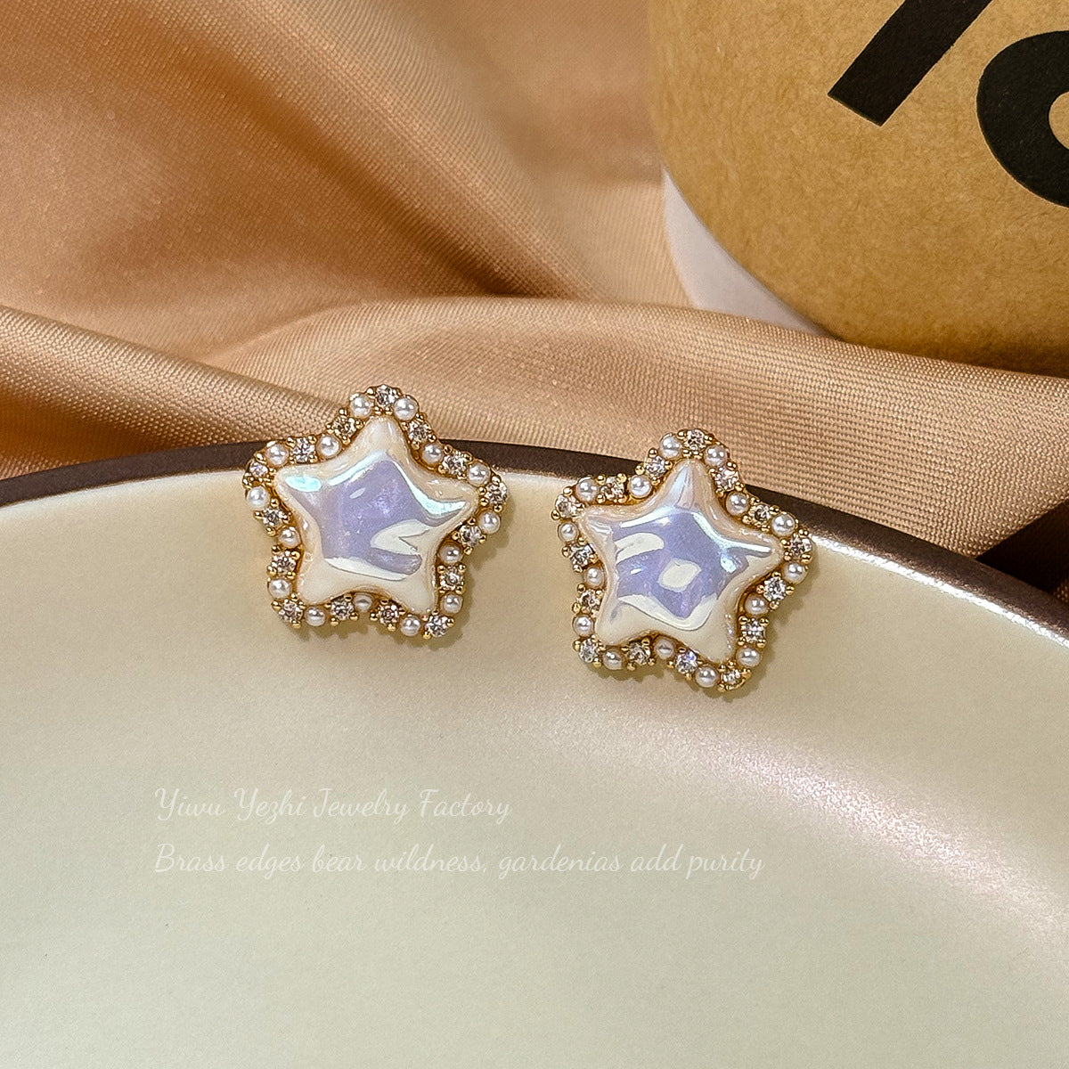 Shiny Zircon Pearl Star Stud Earrings Petite Fairy Tale Jewelry For Women
