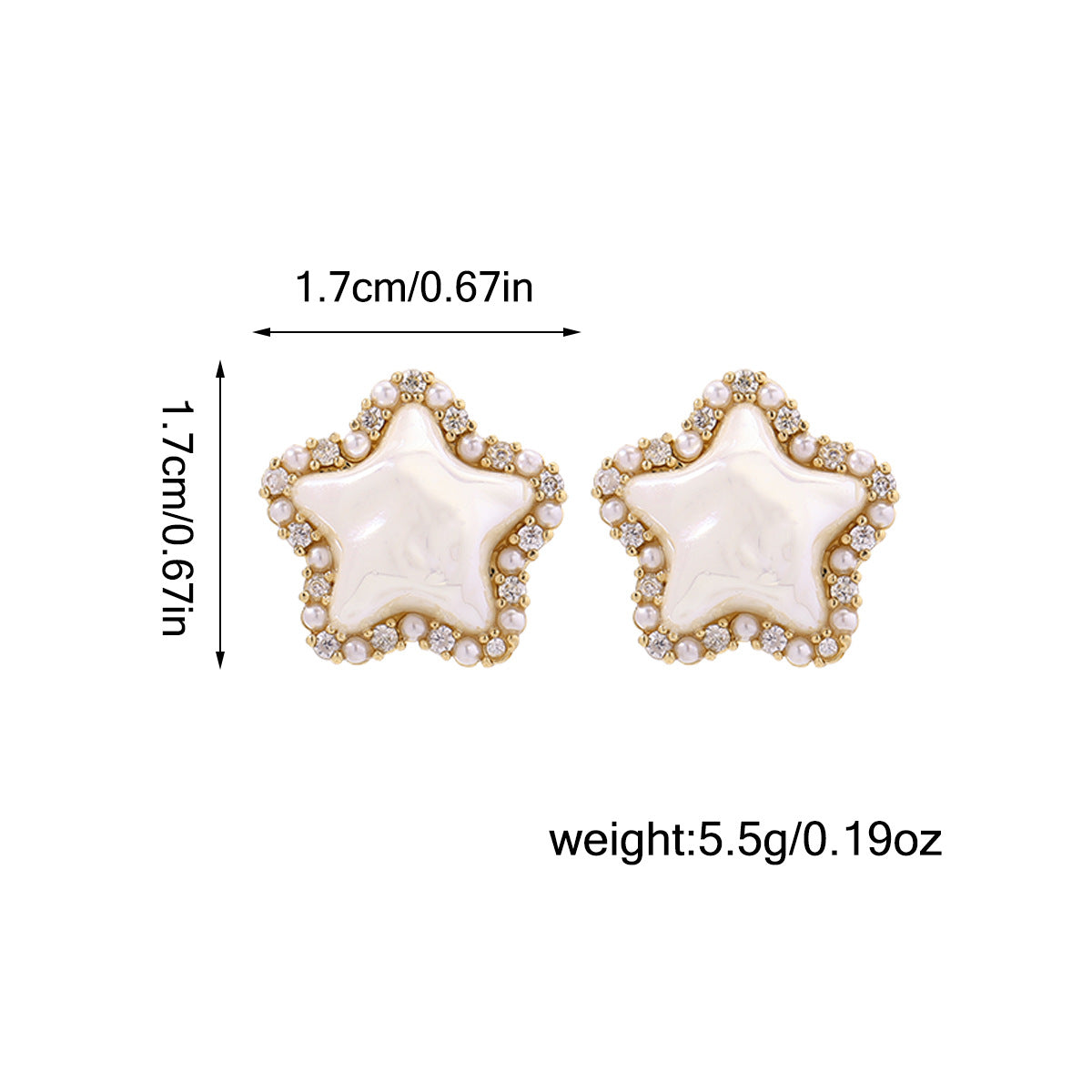 Shiny Zircon Pearl Star Stud Earrings Petite Fairy Tale Jewelry For Women