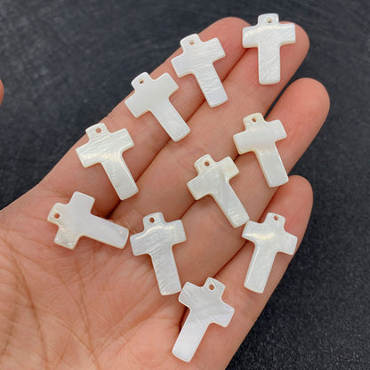100 PCS White Natural Shell Cross Pendants Featuring Carving Craftsmanship For Jewelry Making