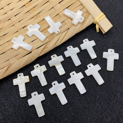 100 PCS White Natural Shell Cross Pendants Featuring Carving Craftsmanship For Jewelry Making