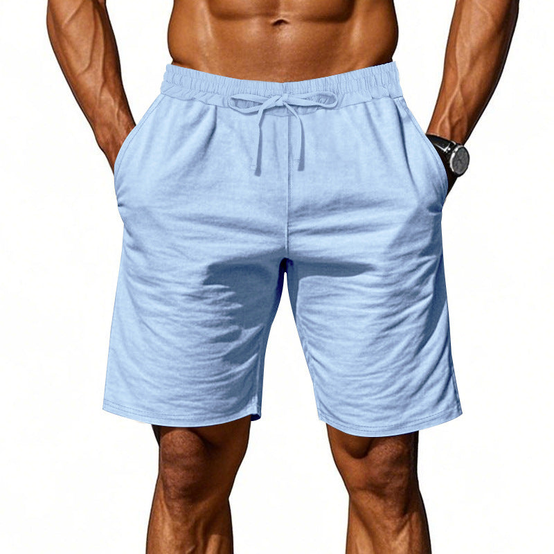 Men's Casual Khaki Linen Shorts Co-ord Set With V Neck Long Sleeve Top And Shorts