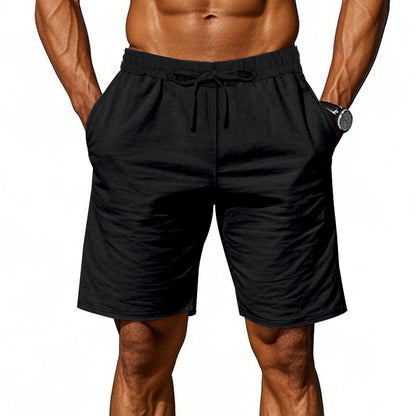 Men's Casual Khaki Linen Shorts Co-ord Set With V Neck Long Sleeve Top And Shorts