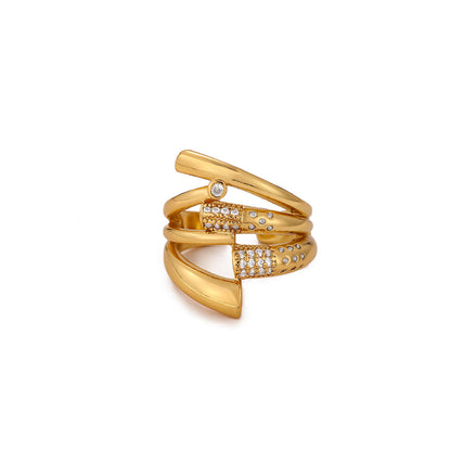 Retro Rose Pattern Ring For Women Featuring Zircon Inlay And Crafted From Copper