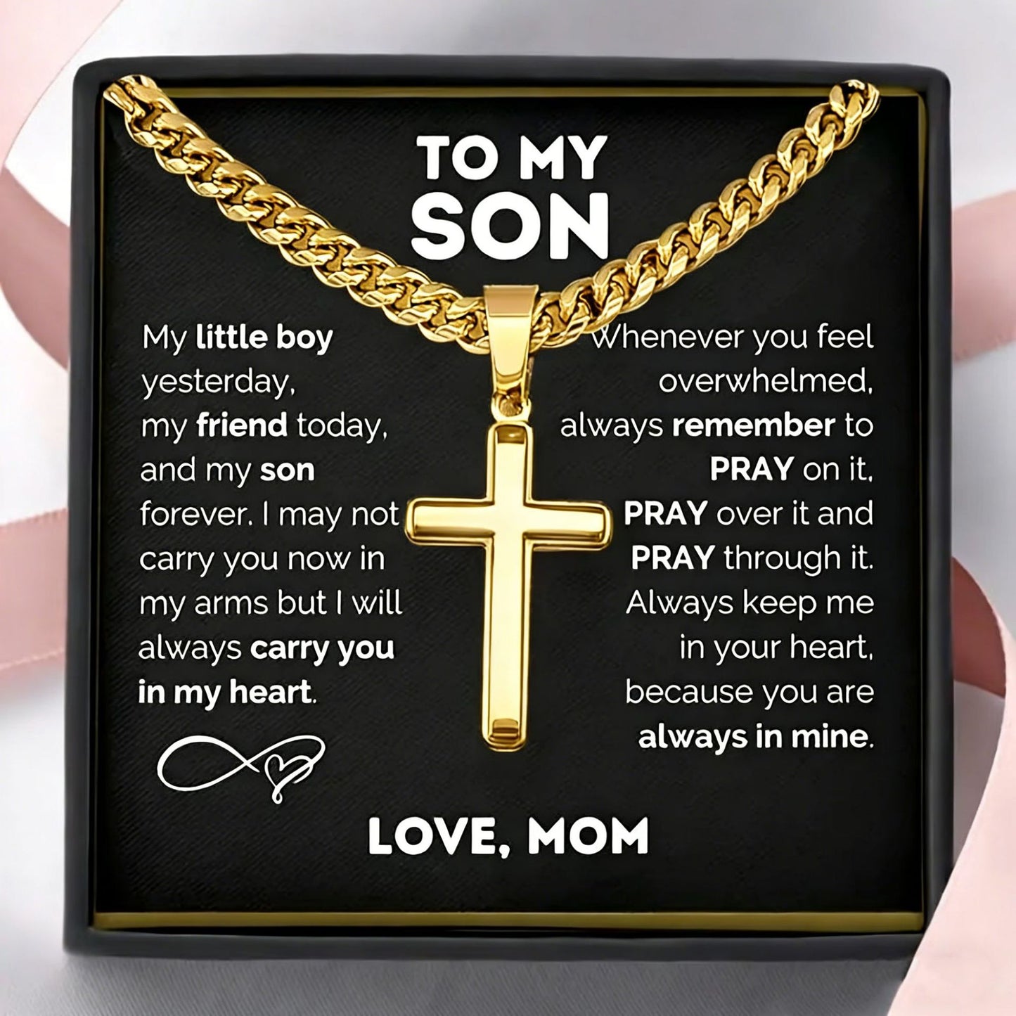 Simple Style Cross Zinc Alloy Cuban Chain Link Necklace For Men With Electroplated Finish